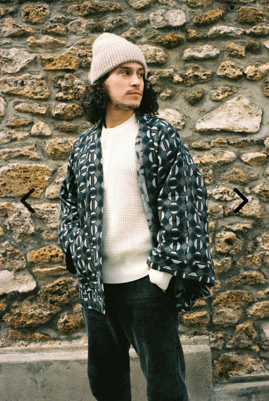 Kimono - VERDEAU - Tissu Jacquard motif géométrique